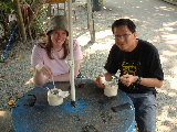 Eating the coconut